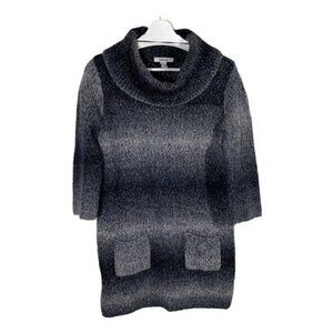 Style & Co Gray Black Ombre Cowl Neck Sweater Tunic Small Knit 3/4 Sleeve Top